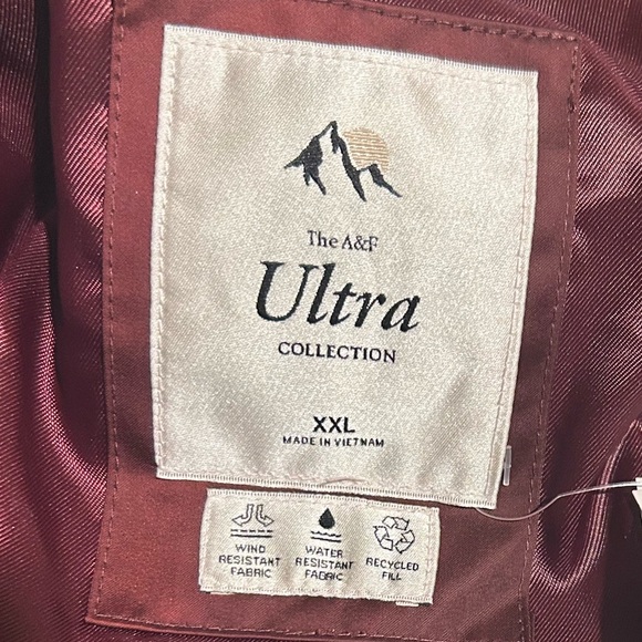 NWT Abercrombie & Fitch Burgundy Ultra Collection Puffer Jacket XXL - Picture 5 of 5